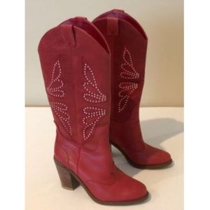 Jessica Simpson Caralee 6 Red Leather Cowboy Boots
